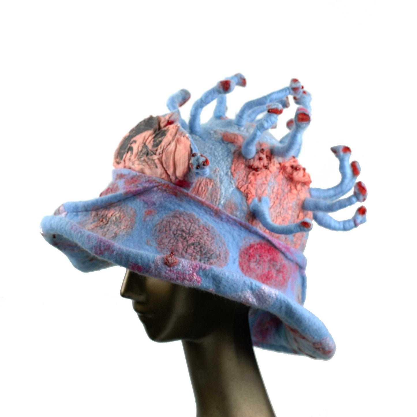 Separate Yet Connected Coronavirus Inspired Felted Cloche Hat - side view