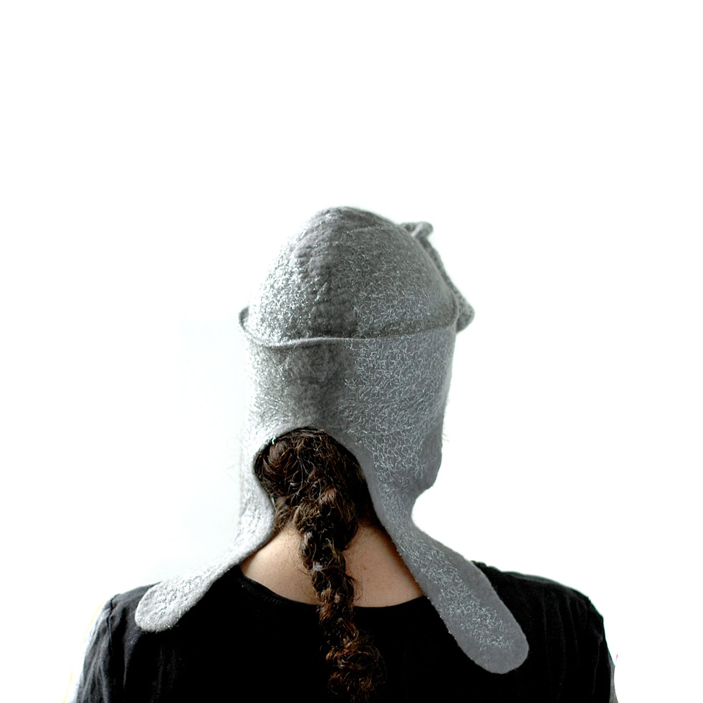 Silver Aviator Hat with Earflaps - back view