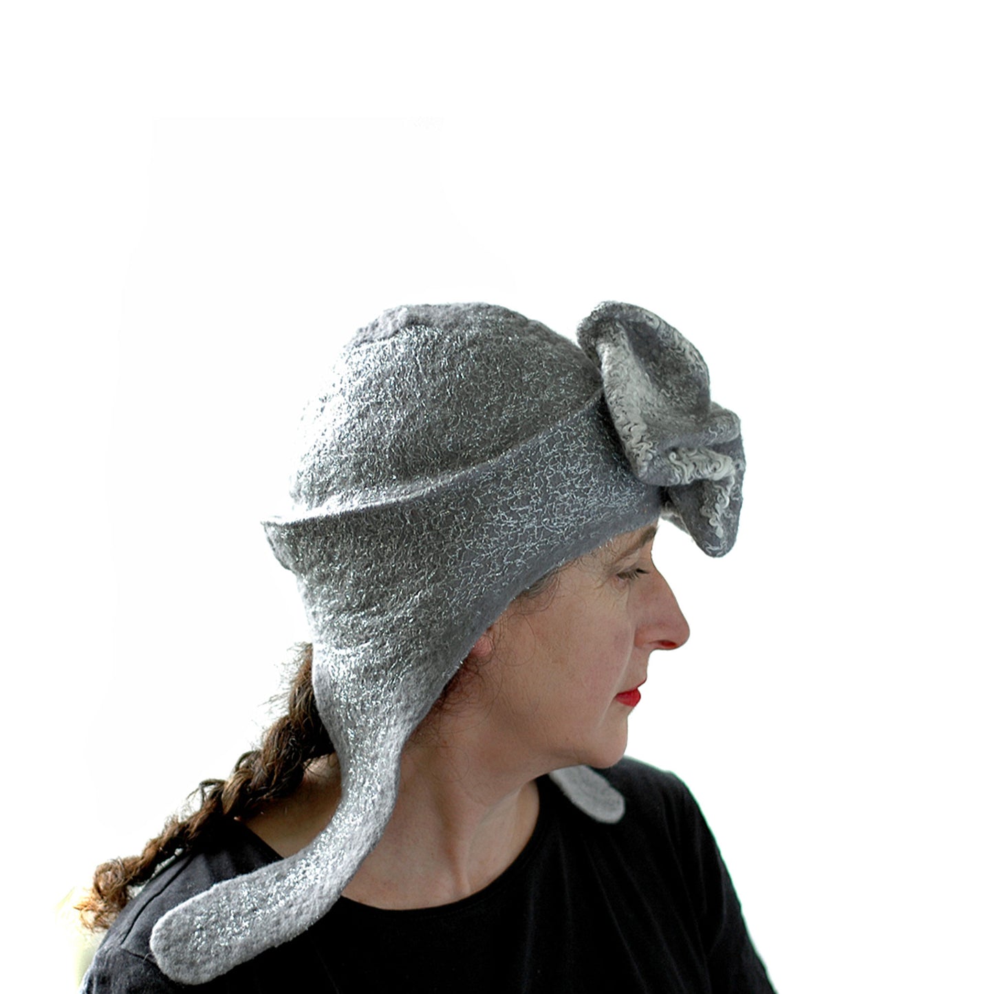 Silver Aviator Hat with Earflaps - side view 2