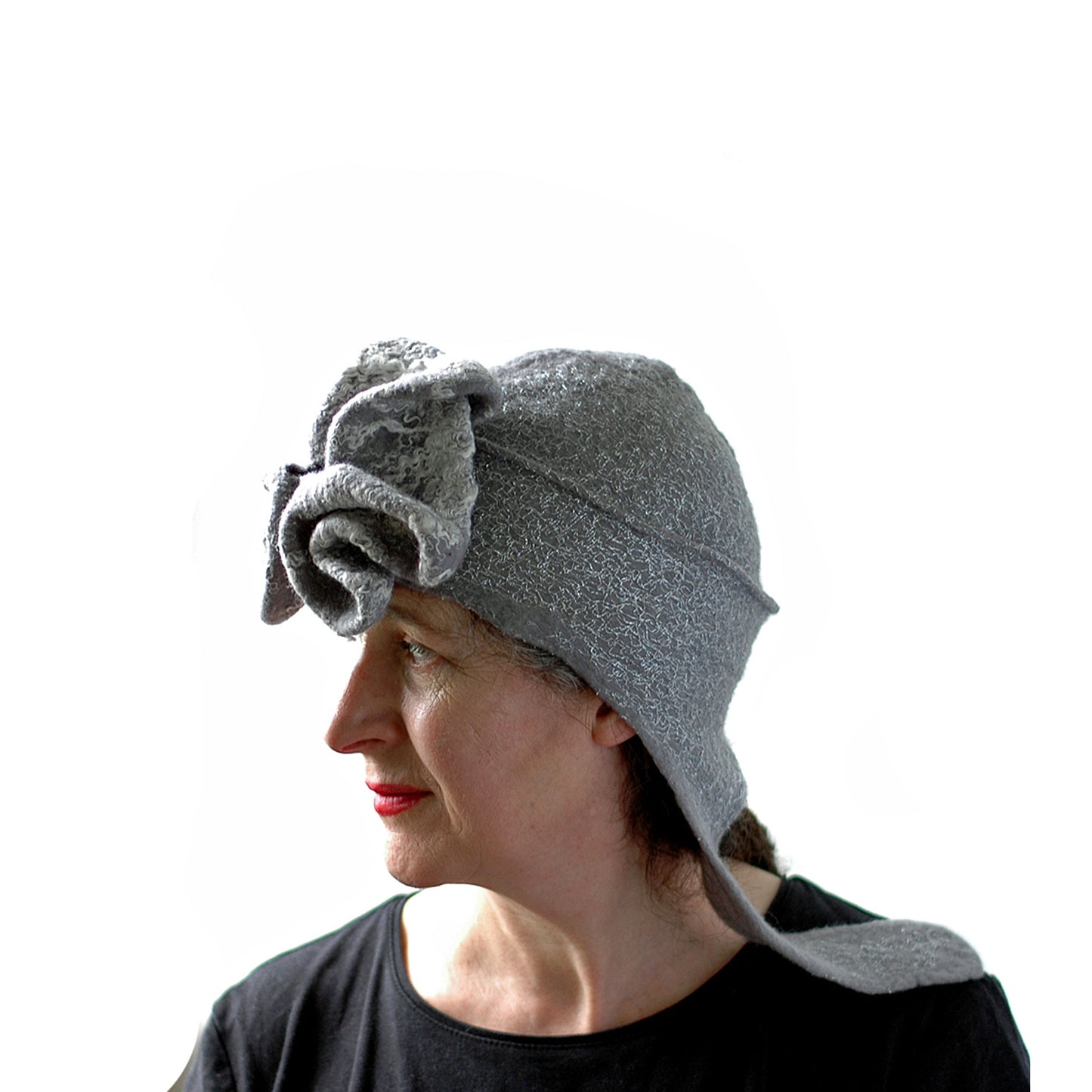 Silver Aviator Hat with Earflaps - side view