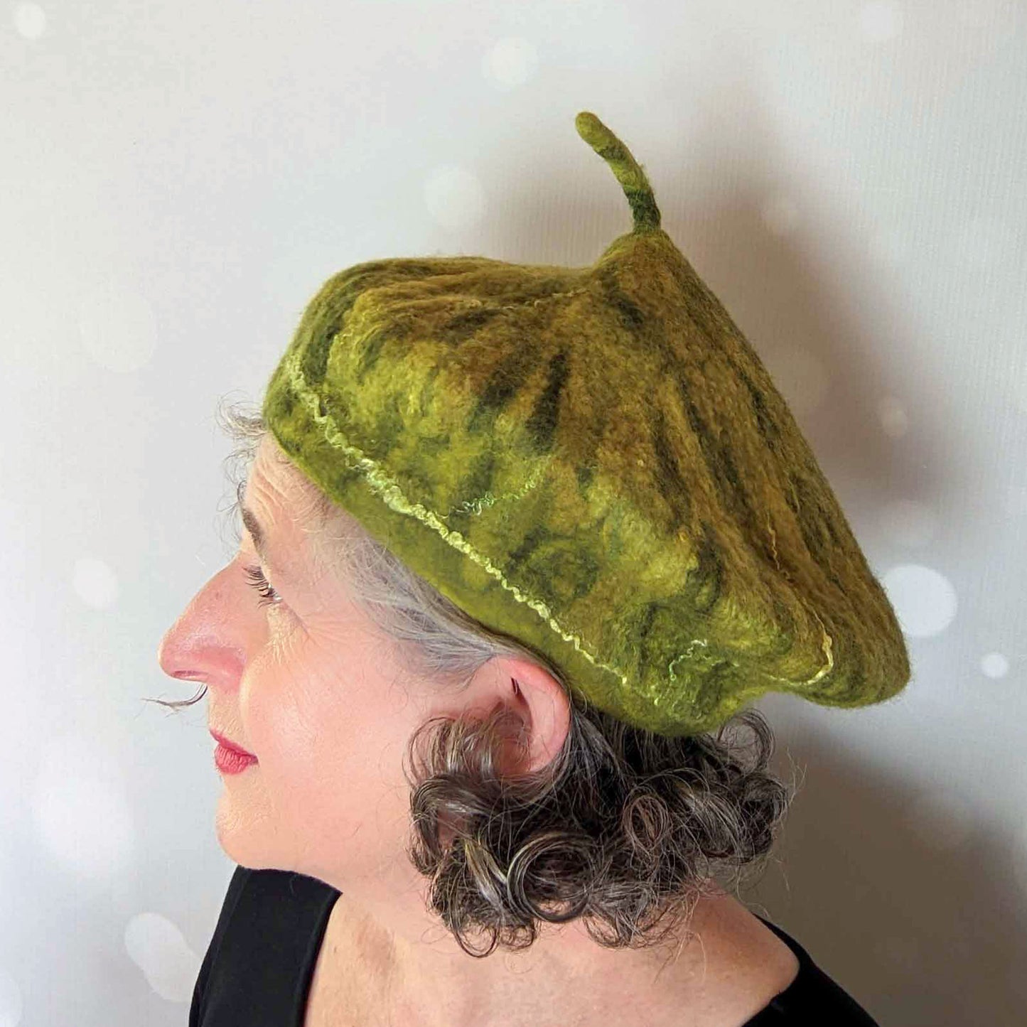 Small Sized Fig Hat in Green - sideview