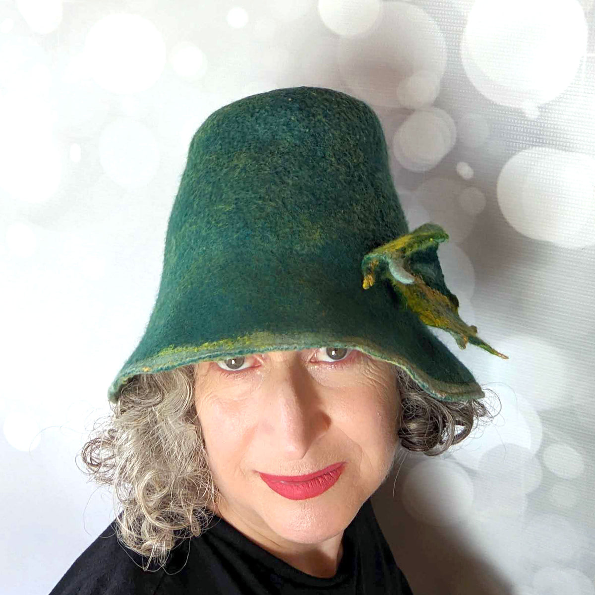 Tall Bucket Hat with Felted Leaf | FeltHappiness Hats display picture 1