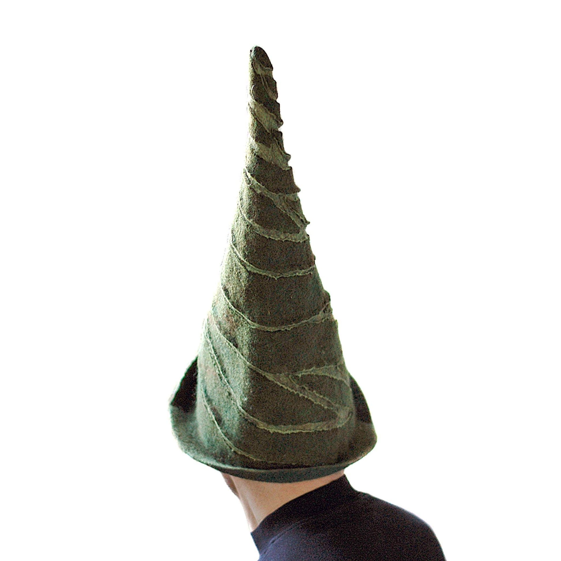 Tall Green Felted Gnome Hat - back view