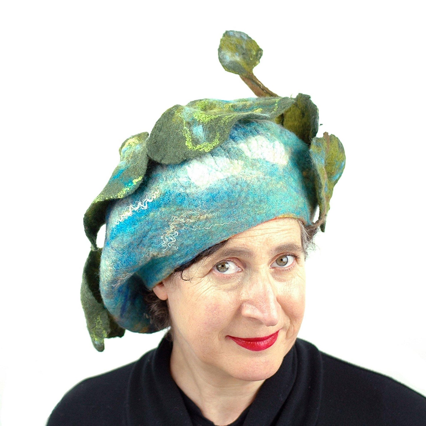 Zany Tree Inspired Wool Beret - front view