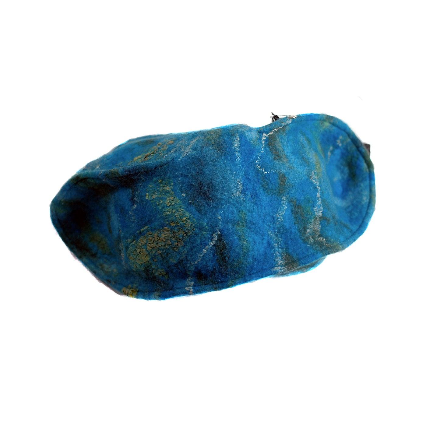 Turquoise Garrison Style Felted Beret -top view
