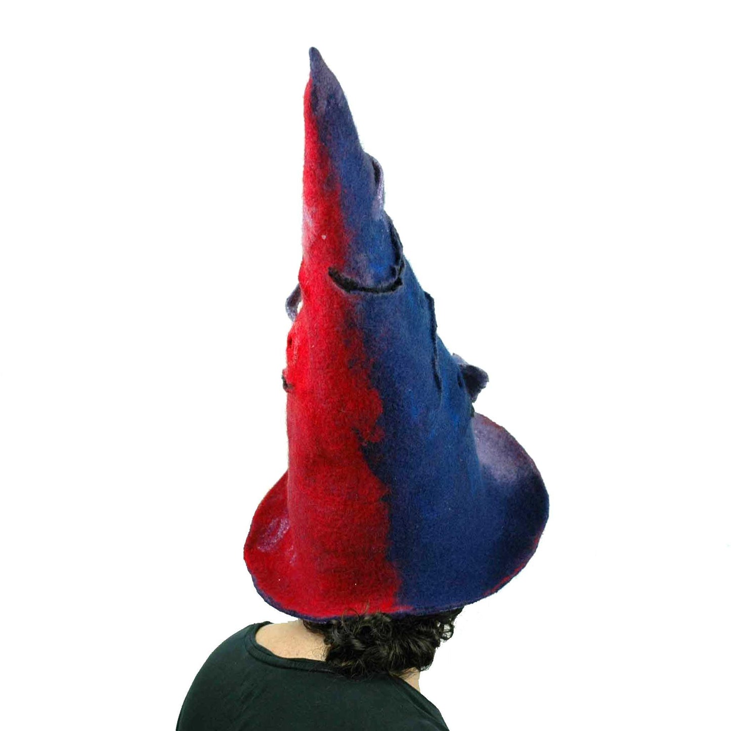 Violet Protest Red and Blue Felted Witch Hat - back view