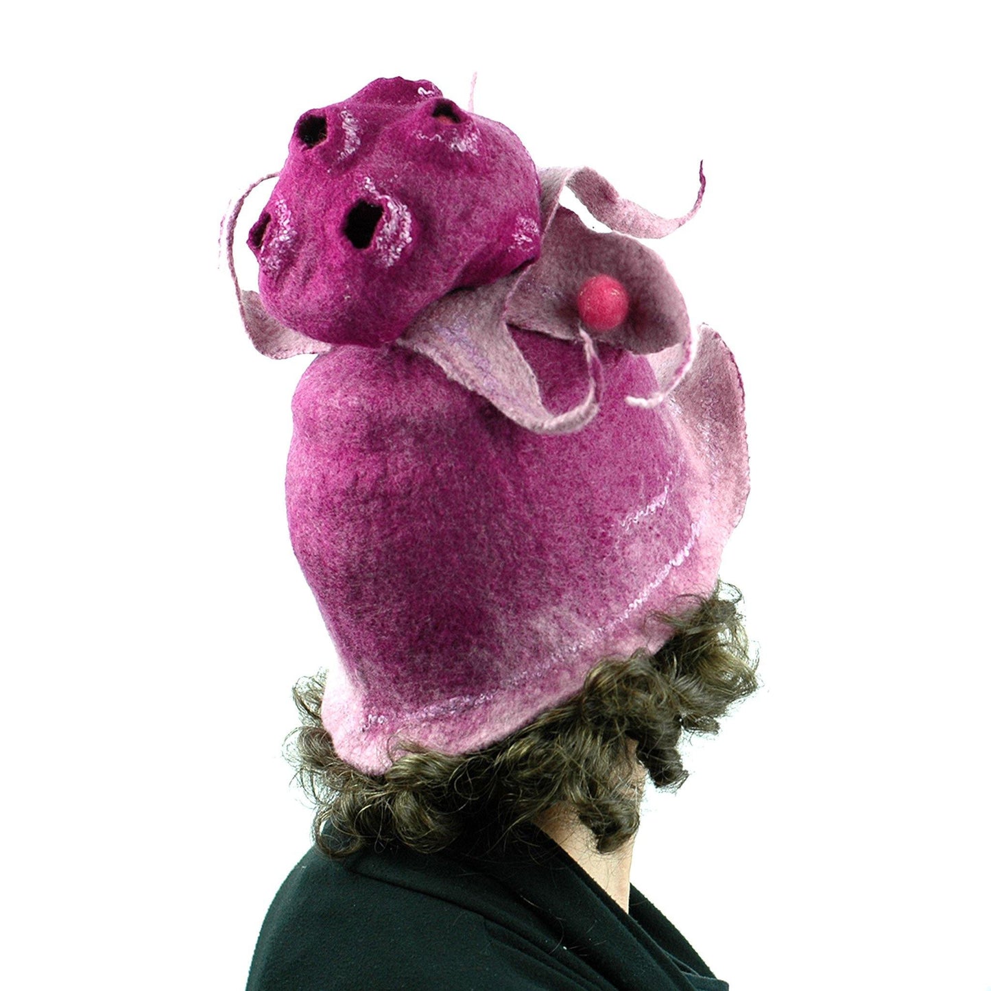 Whimsical Bandleader Hat with Giant Raspberry - back view