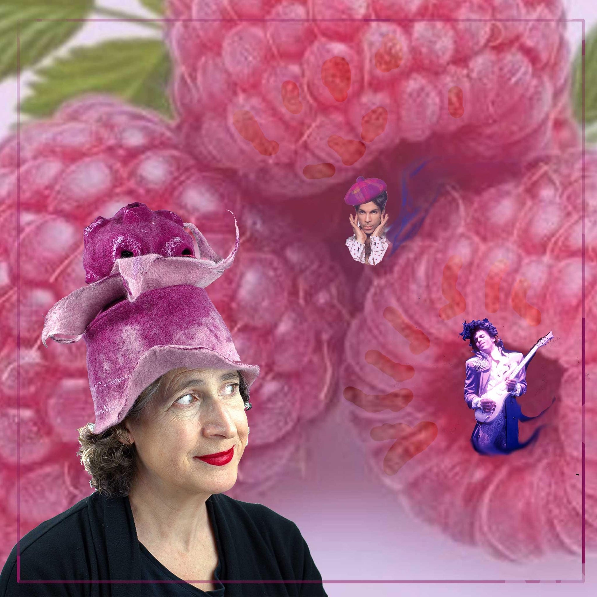 Prince Inspired Collage with the Raspberry Bandleader Hat.
