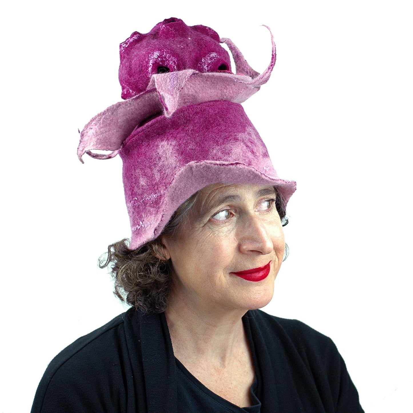 Whimsical Bandleader Hat with Giant Raspberry - threequarters view