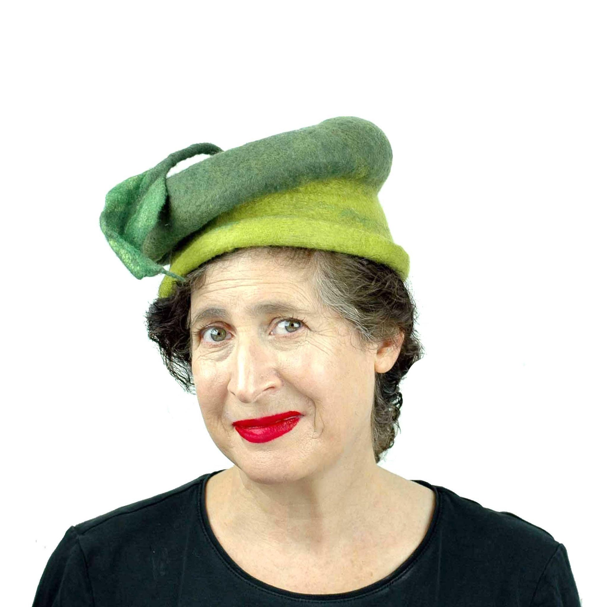 Whimsical Leafy Green Cap Small Size - front view