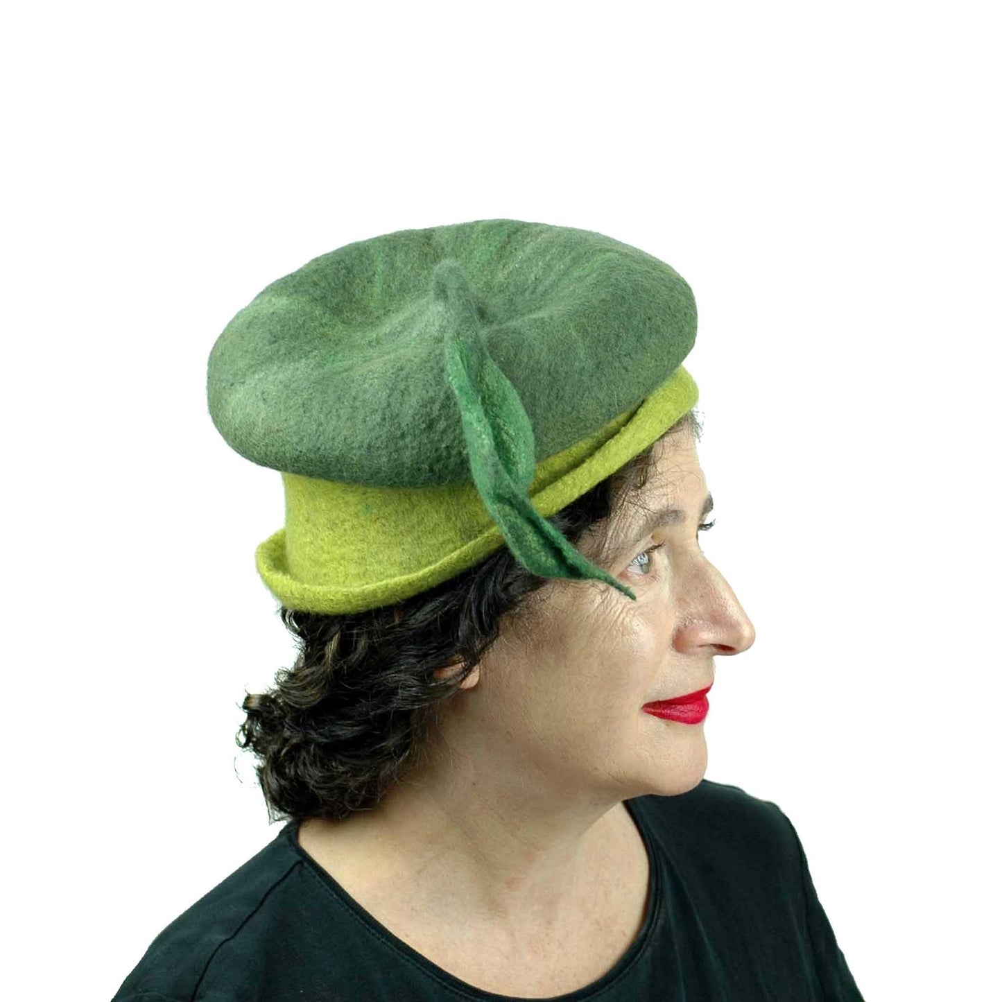 Whimsical Leafy Green Cap Small Size -side view