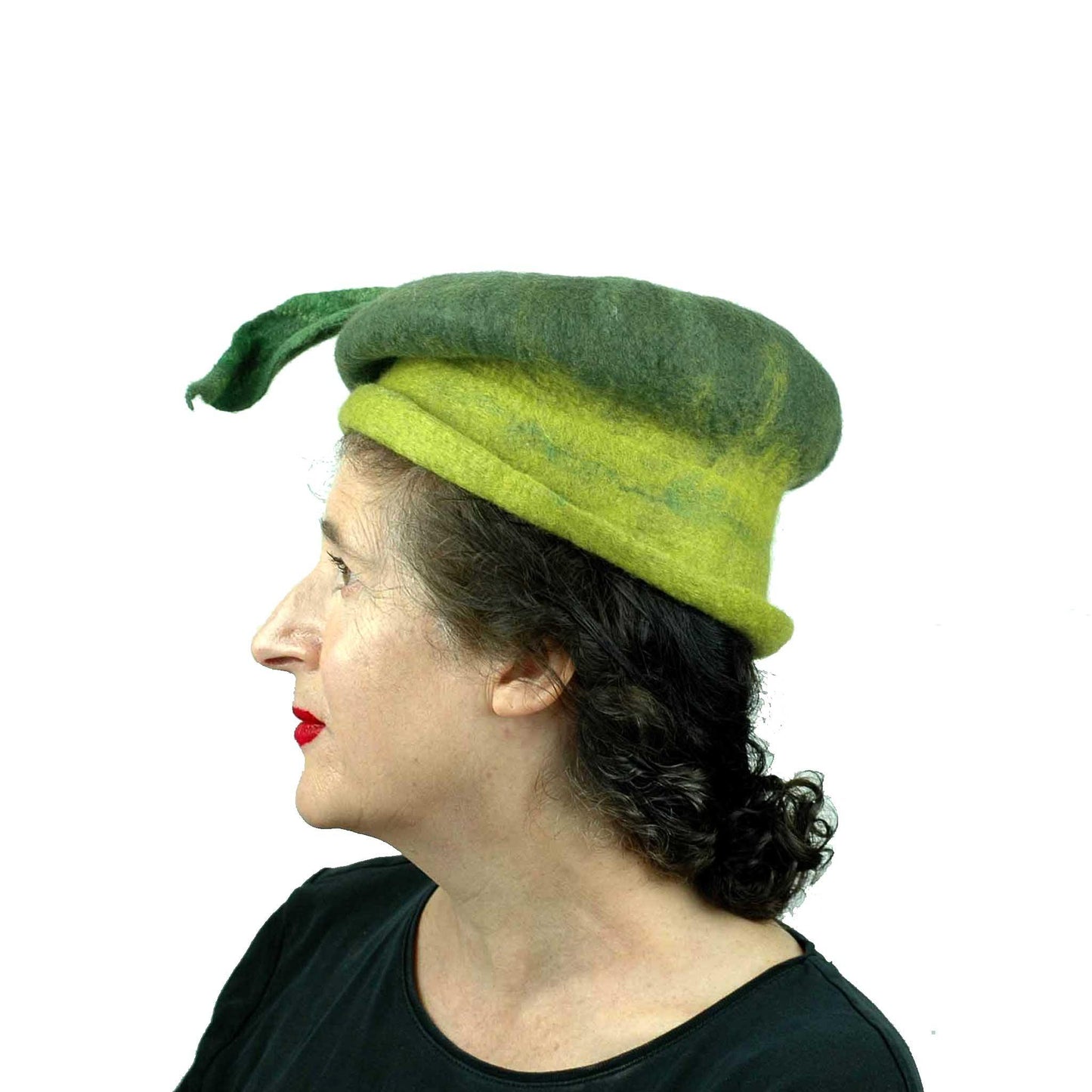 Whimsical Leafy Green Cap Small Size -side view