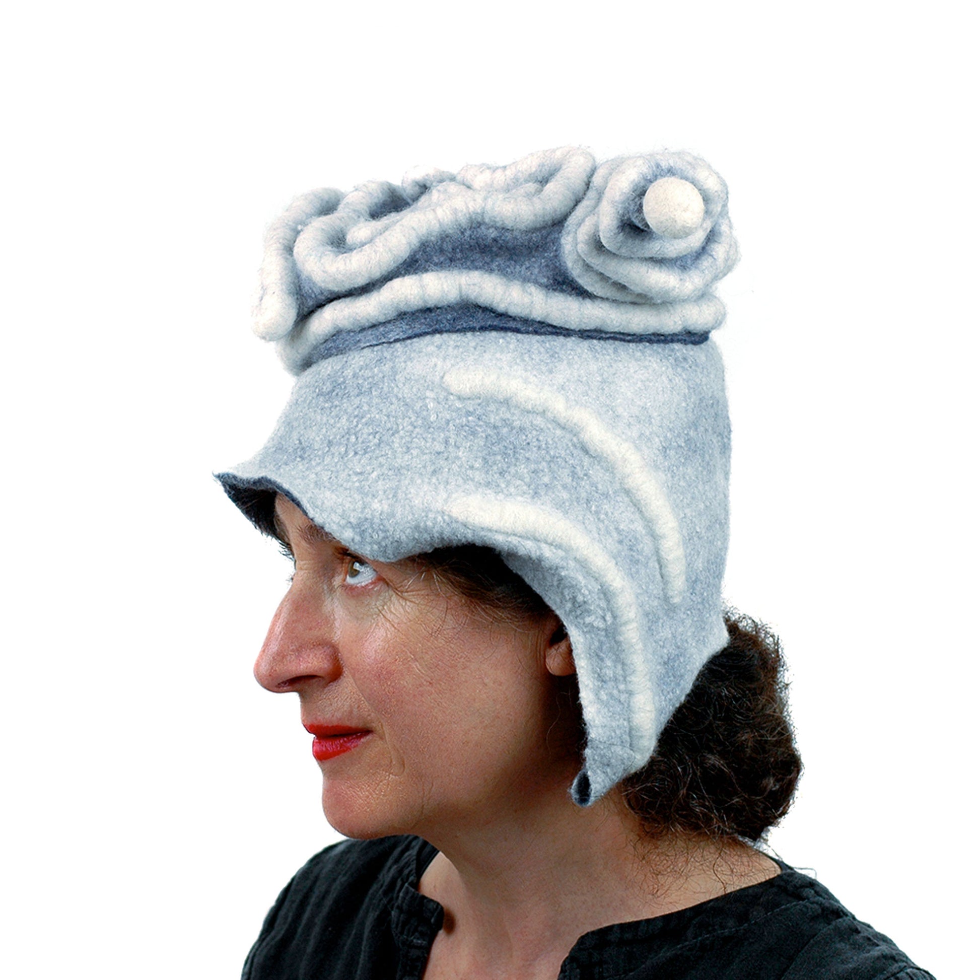 White Surrealistic Brain Hat -side view